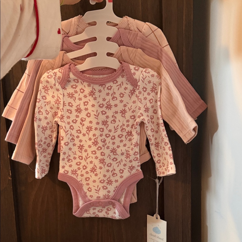 Cloud Island Pink Floral Bodysuit